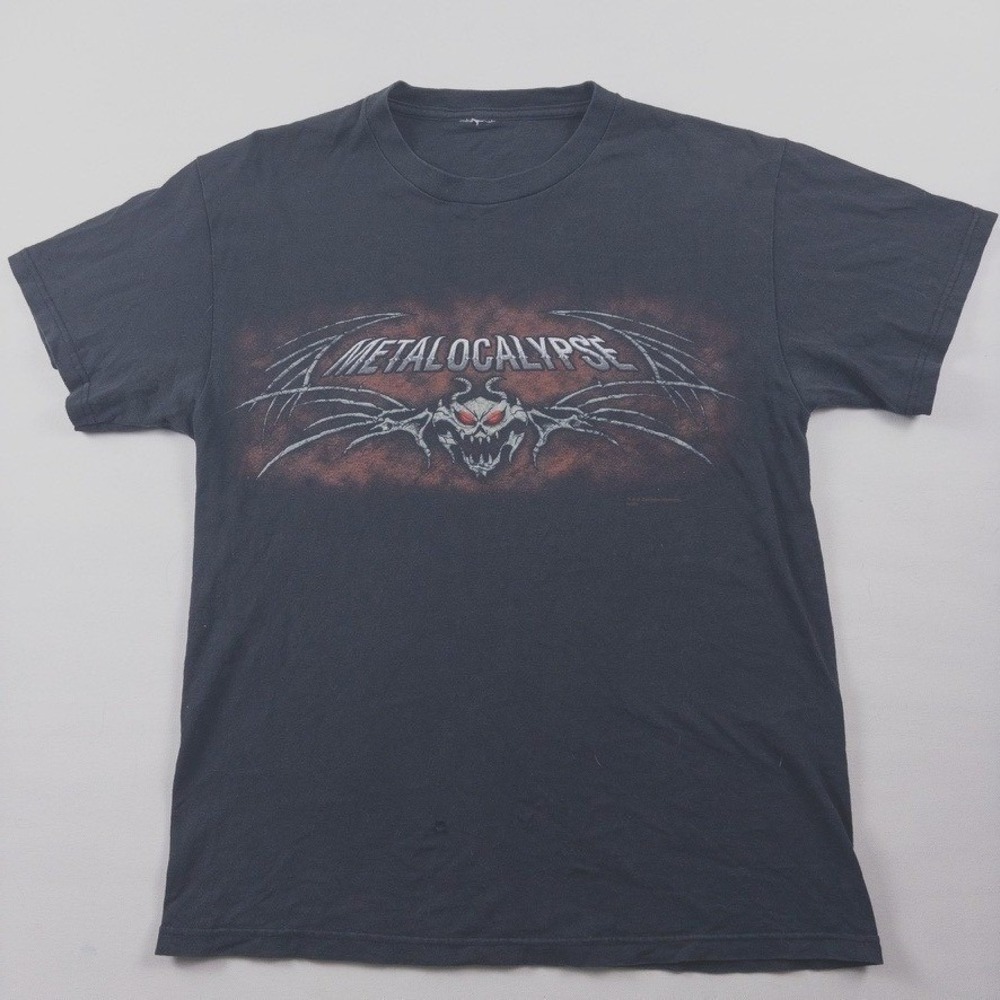 Y2K Vintage Metalocalypse Dethklok Faded Tee Mens Large Black Adult Swim Metal